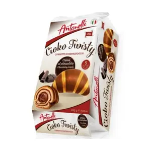 Bánh Sừng Bò Nhân Kem Socola Xoắn, Cioko Twisty, Puff Pastry Croissant with Chocolate Cream Filling, 5 Cái, 8.81 oz (250g) - ANTONELLI