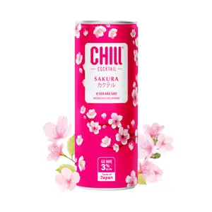 Nước Trái Cây Lên Men Vị Dưa Hấu Sake, Sakura Watermelon & Sake Sparkling, 3% (250ml) - CHILL COCKTAIL
