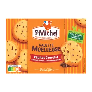 Bánh Bông Lan Hạt Socola, Galette Moelleuse, Pépites Chocolat, 6 Cái (180g) - ST MICHEL
