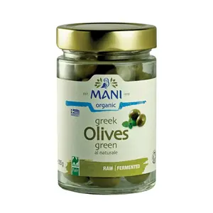 Oliu Xanh Hy Lạp Tách Hạt Hữu Cơ, Organic Greek Green Olives in Brine, Pitted (280g) - MANI