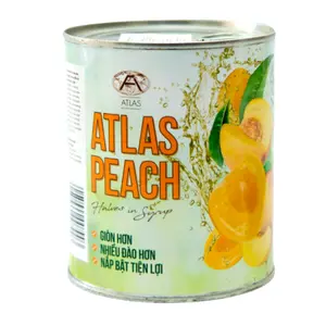Đào Đóng Hộp, Atlas Peach, Halves in Syrup (825g) - ATLAS GARDEN