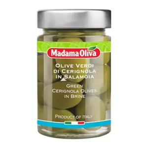 Oliu Xanh Ngâm Nước Muối, Green Cerignola Olives in Brine (190g) - MADAMA OLIVA