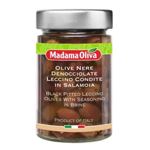 Oliu Đen Tách Hạt Ngâm Muối, Black Pitted Leccino Olives with Seasoning in Brine (160g) - MADAMA OLIVA