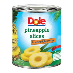 Dứa Tươi Nguyên Lát Ngâm Siro, Pineapple Slices in Extra Light Syrup (822g) - DOLE