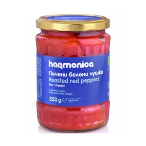 Ớt Đỏ Nướng Ngâm Giấm Táo Hữu Cơ, Organic Roasted Red Peppers, with Apple Cider Vinegar (550g) - HARMONICA