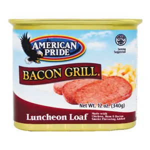 Thịt Hộp Xông Khói, Bacon Grill, Chicken, Ham & Bacon, Smoke Flavoring Added, 12 oz (340g) - AMERICAN PRIDE