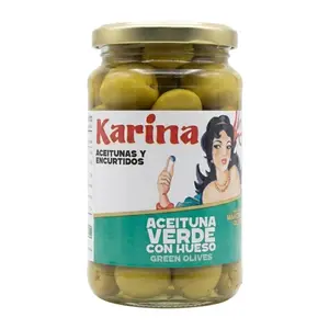 Oliu Xanh Nguyên Trái, Whole Green Olives Manzanilla, Aceituna Verde con Hueso (360g) - KARINA