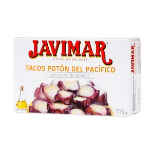 Râu Mực Đại Dương Cắt Lát Ngâm Dầu Hướng Dương, Tacos Potón del Pacífico en Aceite de Girasol (115g) - JAVIMAR