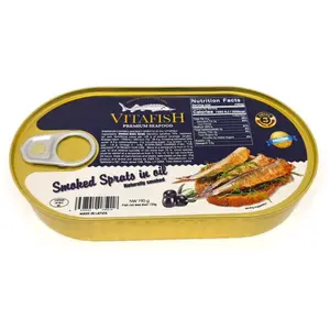 Cá Trích Hun Khói Ngâm Dầu, Premium Seafood, Naturally Smoked Sprats in Oil (190g) - VITAFISH