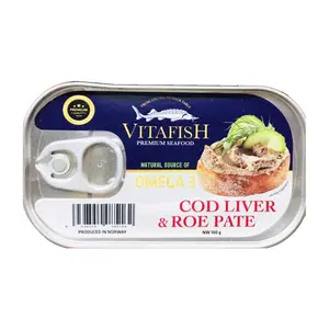 Pate Gan Cá Tuyết & Trứng Cá Tuyết, Premium Seafood, Cod Liver & Roe Pate (100g) - VITAFISH