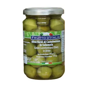 Oliu Xanh Nguyên Trái Ngâm Nước Muối, Green Castelvetrano Olives in Brine (290g) - FRUTTO D'ITALIA