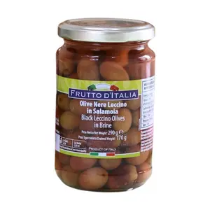 Oliu Đen Nguyên Trái Ngâm Nước Muối, Black Leccino Olives in Brine (290g) - FRUTTO D'ITALIA