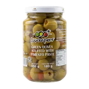 Oliu Xanh Nhồi Ớt, Green Olives Stuffed with Pimento Paste (350g) - LUXEAPERS
