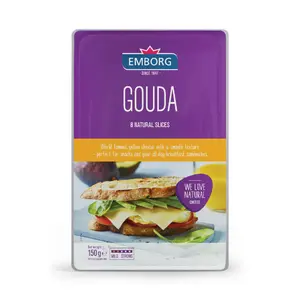 Phô Mai Lát Gouda, Gouda Cheese, 48% Fat, 8 Lát (150g) - EMBORG