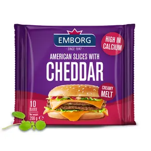 Phô Mai Lát, American Slices with Cheddar, 10 Lát (200g) - EMBORG