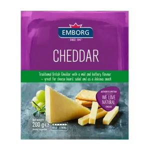 Phô Mai Cheddar Trắng, Traditional British Cheddar, 35% Fat (200g) - EMBORG