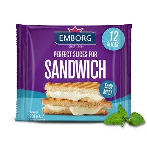 Phô Mai Lát, Perfect Slices for Sandwich, 12 Lát (200g) - EMBORG