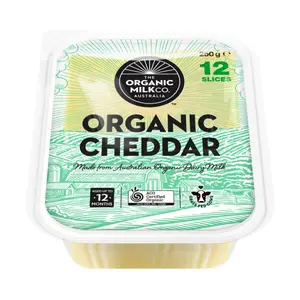 Phô Mai Cheddar Lát Hữu Cơ, Organic Cheddar, 12 Slices (250g) - THE ORGANIC MILK CO.