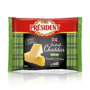 Phô Mai Kiểu Anh, British Cheddar, Mild, Smooth & Creamy (200g) - PRESIDENT