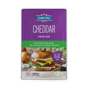 Phô Mai Lát, Cheddar, 32% Fat, 8 Lát (150g) - EMBORG