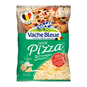 Hỗn Hợp Phô Mai Bào Làm Pizza, Mix Pizza 3 Grated Cheeses: Mozzarella, Emmental, Regato (150g) - VACHE BLEUE