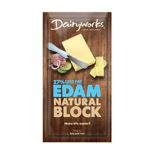 Phô Mai Khối Ít Béo, 27% Less Fat Edam Natural Block (250g) - DAIRYWORKS