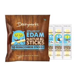 Phô Mai Que Ít Béo, 27% Less Fat Edam Natural Sticks, 10 Que (200g) - DAIRYWORKS