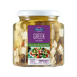 Phô Mai Trắng Hy Lạp Ngâm Với Trái Oliu & Thảo Mộc, Greek Style, Cheese Cubes with Olives & Herbs (300g) - EMBORG