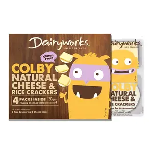 Phô Mai & Bánh Gạo, Colby Natural Cheese & Rice Crackers, 4 Gói (120g) - DAIRYWORKS