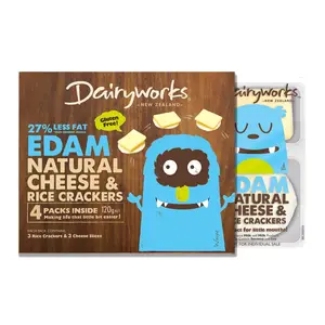 Phô Mai & Bánh Gạo, 27% Less Fat Edam Natural Cheese & Rice Crackers, 4 Gói (120g) - DAIRYWORKS