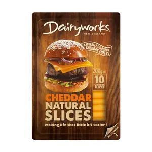 Phô Mai Cheddar Lát, Cheddar Natural Slices, 10 Lát (200g) - DAIRYWORKS