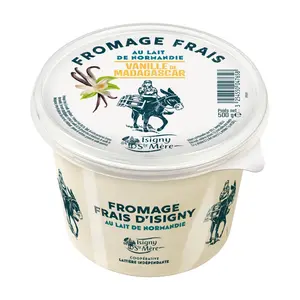 Phô Mai Tươi Vị Vani, Fromage Frais d`Isigny, Vanille de Madagascar, Fresh Cheese with Vanilla (500g) - ISIGNY SAINTE MERE