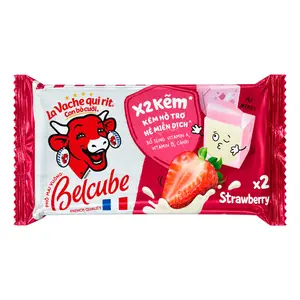 Phô Mai Vuông Vị Dâu, Belcube, Cheese Cubes, Strawbery, 24 Viên (125g) - LA VACHE QUI RIT