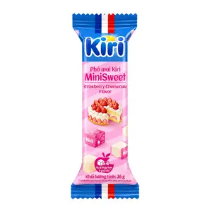 Phô Mai Vuông Vị Bánh Phô Mai Dâu, Mini Sweet Cheese Cubes, Strawberry Cheesecake Flavor, 4 Viên (26g) - KIRI