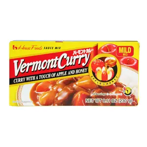 Viên Sốt Cà Ri Vị Táo Mật Ong, Vermont Curry with Apple & Honey, Mild, 12 Phần, 8.11 oz (230g) - HOUSE FOODS