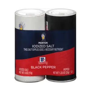Combo Muối Iot & Tiêu Đen, Morton Iodized Salt & McCormick Pepper Shaker, 2 Lọ (148g) - MCCORMICK