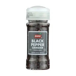 Tiêu Đen Nguyên Hạt Nắp Cối Xay, Black Pepper Grinder, 2.25 oz (63.8g) - BADIA