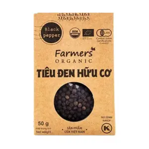 Tiêu Đen Hạt Hữu Cơ, Organic Black Pepper (50g) - FARMERS ORGANIC