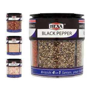 Gia Vị Món Anh 4 Trong 1, 4 in 1 British Table Seasoning, Rock Salt - Black Pepper - Chili - Garlic (85g) - HEXA