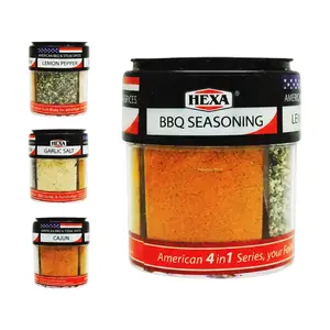 Gia Vị Món Mỹ 4 Trong 1, 4 in 1 American BBQ, Steak & Hamburger Spices, BBQ Seasoning - Cajun - Garlic Salt - Lemon Pepper (85g) - HEXA