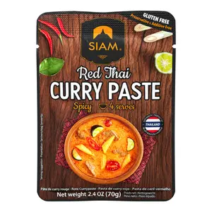 Sốt Cà Ri Đỏ Ớt Đỏ & Sả Chanh, Red Thai Curry Paste, Spicy, 4 Phần, 2.4 oz (70g) - SIAM