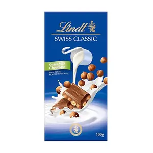 Socola Sữa Thụy Sĩ Nhân Hạt Dẻ, Swiss Classic, Swiss Milk Chocolate with Hazelnuts (100g) - LINDT