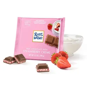 Socola Sữa Chua Dâu, Strawberry Yogurt, with Strawberry Pieces from Choice Fruit, 3.5 oz (100g) - RITTER SPORT