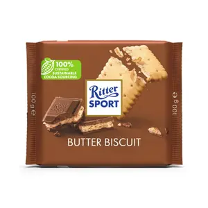 Socola Sữa Bánh Quy Bơ, Butter Biscuit, with a Butter Biscuit in Fine Cocoa Creme, 3.5 oz (100g) - RITTER SPORT