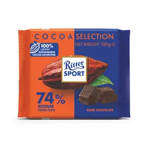 Socola Đắng 74% Cacao, 74% Intense from Peru Dark Chocolate (100g) - RITTER SPORT