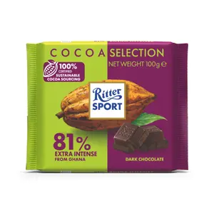 Socola Đắng 81% Cacao, 81% Extra Intense from Ghana Dark Chocolate (100g) - RITTER SPORT