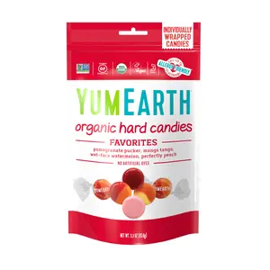 Kẹo Viên Hữu Cơ Hương Trái Cây, Organic Hard Candies, 4 Fruity Flavors, 3.3 oz (93.6g) - YUMEARTH