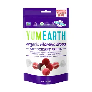 Kẹo Viên Hữu Cơ Bổ Sung Vitamin C, Organic Vitamin C Drops, Antioxidant Fruits, 3.3 oz (93.6g) - YUMEARTH