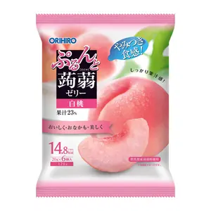Thạch Rau Câu Vị Đào Hồng, Purun & Konjac Jelly Pouch, Peach, 6 Gói (120g) - ORIHIRO
