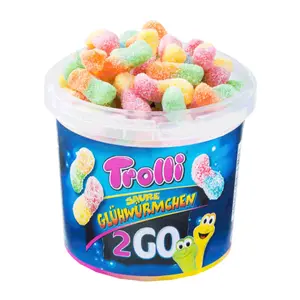 Kẹo Dẻo Trái Cây Hình Sâu Vị Chua, Sour Glowworms 2Go (150g) - TROLLI